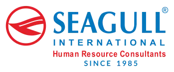 Seagull International HR Consultant logo with a seagull flying over the globe, symbolizing global recruitment services.